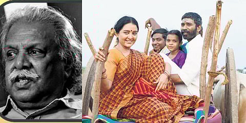 Film historian S Theodore Baskaran (L) and a still from Asuran. (Photo| EPS)