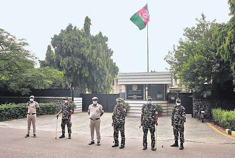 Security has been heightened at Afghanistan embassy in New Delhi | SHEKHAR YADAV