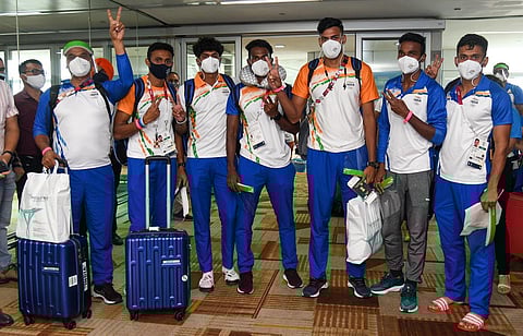 4x400 relay athletes Muhammed Anas Yahiya, Noah Nirmal Tom, Arokia Rajiv, Amoj Jacob along with others (File photo | Special arrangement)