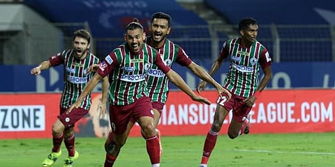 ATK Mohun Bagan players celebrating a goal. (Photo @atkmohunbaganfc)