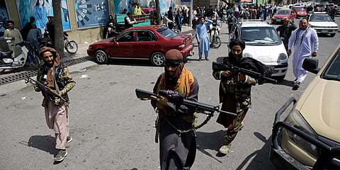 Taliban fighters patrol in Kabul. (File photo| AP)