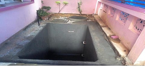 A dedicated RWH sump with recharge well installed at a house in Bannerghatta Main Road (Photo | Special arrangement)