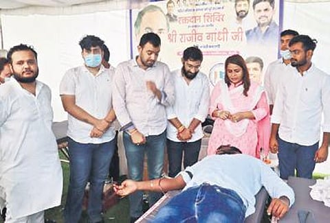 The blood donation camp was further organised in all districts across the nation led by the state and district president. (Photo | Express)