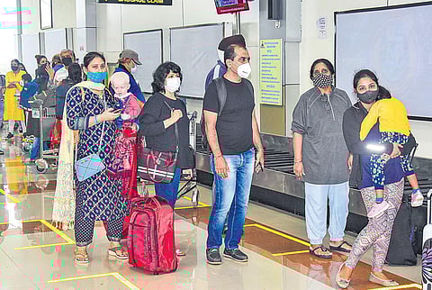 Passengers at Dumna airport in Jabalpur on Friday | PTI