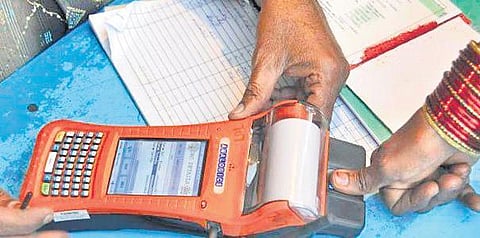 When children come to collect ration, e-PoS sometimes registers mismatch. (Photo | Express)