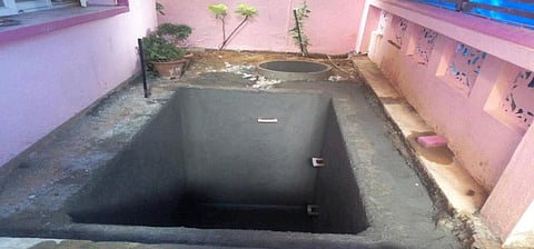 A dedicated RWH sump with recharge well installed at a house in Bannerghatta Main Road. (Photo | EPS)