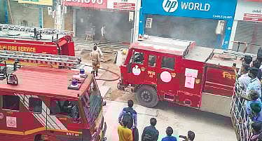 Fire tenders in action at Nehru Place (File photo| PTI)