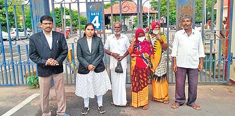 Families of the Disha ‘encounter’ victims at the Telangana High Court on Friday