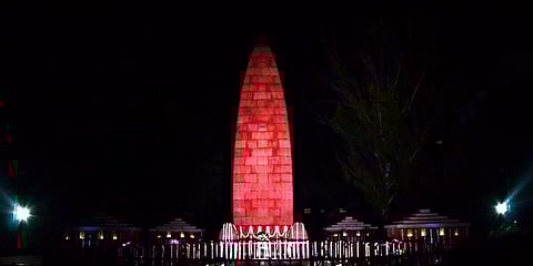 A view of the illuminated Jallianwala Bagh Martyrs' memorial during its inauguration, in Amritsar, Saturday, Aug 28, 2021. (Photo | PTI)