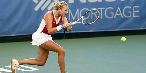 Anett Kontaveit competes in the Tennis In The Land singles championship against Irina-Camelia Begu in Cleveland. (Photo | AP)