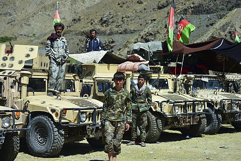Militiamen loyal to Ahmad Massoud, son of the late Ahmad Shah Massoud, stand guard, in Panjshir province, northeastern Afghanistan. (Photo | AP)