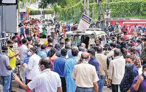 When fire broke out from the canteen at SP Fort Hospital. The hospital authorities averted a major mishap after they quickly shifted the remaining gas cylinders from the premises | Vincent P