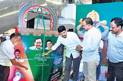 Rajya Sabha MP Joginipally Santosh Kumar launches ‘Seed Ganesha’ at Next Galleria Mall in Punjagutta, Hyderabad, on Monday