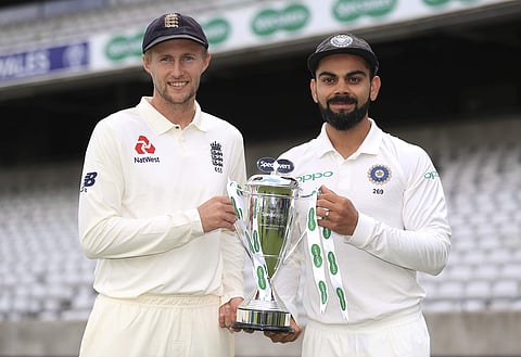 England captain Joe Root, left, and India captain Virat Kohli (File Photo | AP)