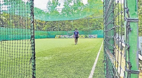 A football turf in Thiruvananthapuram. Most facilities have been struggling without clients since pandemic started | B P DEEPU