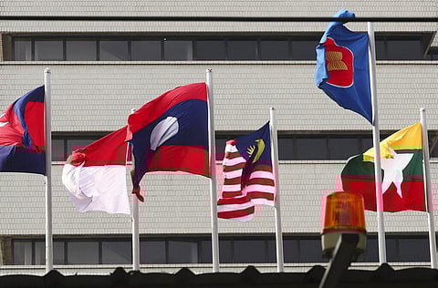 Some of the ASEAN member countries fly at the ASEAN Secretariat in Jakarta, Indonesia. (Photo | AP)