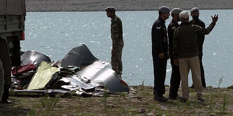 Rescue Team's search operation underway as Army chopper crashes near Ranjit Sagar Dam, in Kathua. (Photo| ANI)