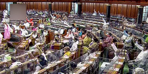 A view of Lok Sabha during the Monsoon Session of Parliament, in New Delhi. (Photo| PTI)