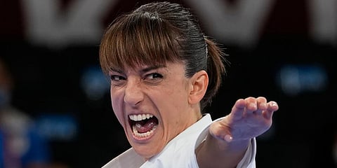 Sandra Sanchez Jaime of Spain competes in the ranking round of the women's kata for Karate at the 2020 Summer Olympics in Tokyo, Japan. (Photo | AP)