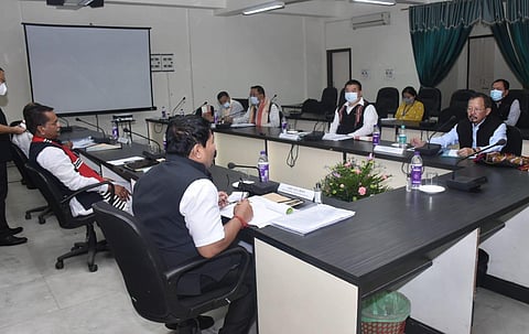 The meeting of the representatives of Assam and Mizoram governments in Aizawl on Thursday. (Photo | EPS)