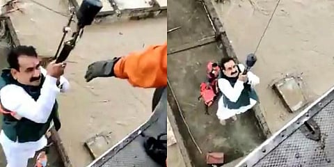 adhya Pradesh home minister Narottam Mishra was among those airlifted by the Indian Air Force.