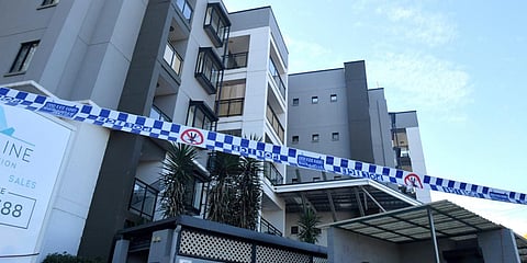 Police tape is seen at a lock downed apartment building at Devitt Street in the south western suburb of Blacktown in Sydney. (File photo| AP)
