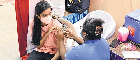 A girl getting vaccinated at a camp in Chennai | DEBADATTA MALLICK