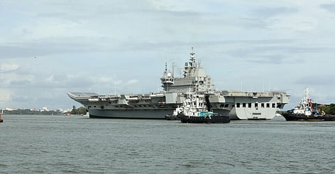 India's first indigenous aircraft carrier (IAC-1), to be named INS Vikrant, returning to Kochi after successful sea trials. (Photo | Arun Angela, Express)