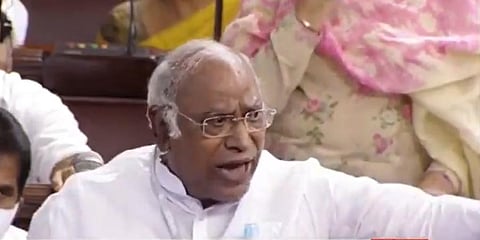 Leader of Opposition in Rajya Sabha Mallikarjun Kharge (Screengrab)