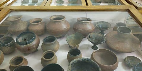 Artefacts dating back to 1500 BC, that were identified at the foothills of Soolapuram village in Peraiyur Taluk have been kept for public display for the first time at the Government Museum in Madurai
