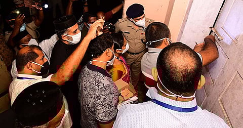 The Marthasmooni church in Thiruvarppu being reopened on Tuesday by officials of Kottayam district administration amid tight police security. (Photo | Special Arrangement)