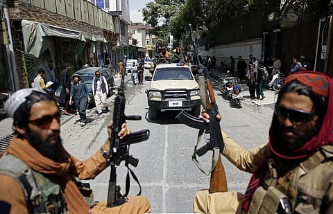 In this Thursday, Aug. 19, 2021 file photo, Taliban fighters patrol Kabul, Afghanistan. (Photo | AP)