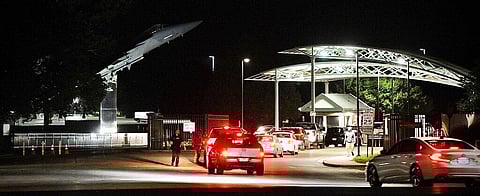 Drivers are stopped at an entrance to Wright-Patterson Air Force Base near Dayton, Ohio, Thursday, Sept. 9, 2021. (Photo | AP)