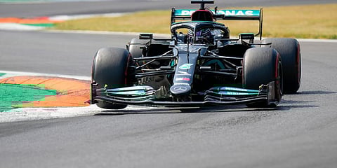 Mercedes driver Lewis Hamilton of Britain steers his car during a free practice at the Monza racetrack, in Monza, Italy. (Photo | AP)
