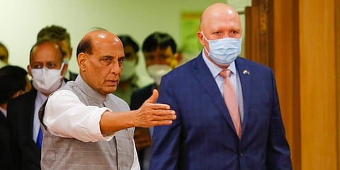 Defence Minister Rajnath Singh with his Australian counterpart Peter Dutton. (Photo @rajnathsingh)