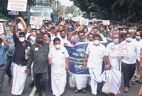 The rally taken out by various Christian organisations in Pala on Saturday to express solidarity with the Pala bishop | Express