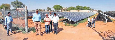 The farm-based solar power plant set up by the Yadavs in Bhaloji village.