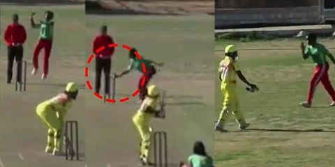 Making her debut for Cameroon at the age of 16, Maeve Douma picked one wicket but captured everyone's attention by Mankading the batters. (Photo | YouTube Screengrab)