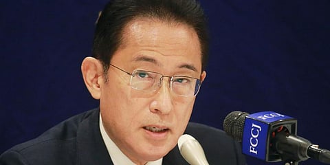 Former Japanese Foreign Minister Fumio Kishida speaks at a news conference in Tokyo, Monday, Sept. 13, 2021. (Photo | AP)