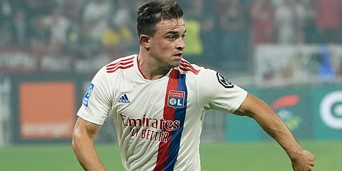 Lyon's Xherdan Shaqiri controls the ball during the French League One soccer match between Strasbourg RCSA and Olympique Lyonnais at the Groupama Stadium in Lyon, France. (Photo | AP)