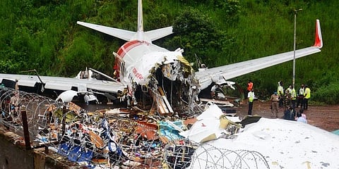 File photo of the crashed Air India Express flight at the Kozhikode International Airport. (Photo | Manu R Mavelil, EPS)