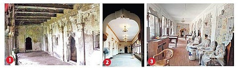 1. Rani Bakhri before restoration 2. The palace after restoration by INTACH last year 3. Changes being made by OTDC I Express