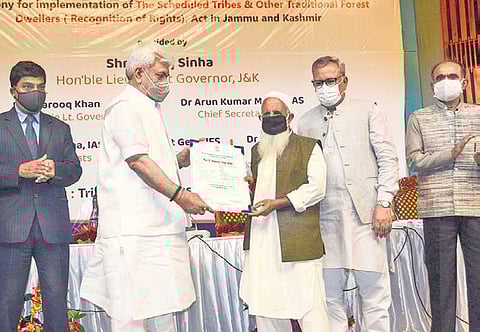 The Forest Rights certificates were handed over to the beneficiaries by Lt Governor Manoj Sinha in Srinagar.