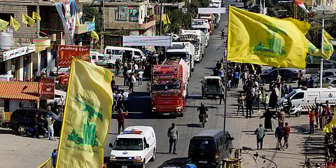 A convoy of tanker trucks carrying Iranian diesel crossing the border from Syria into Lebanon, arrive at the eastern town of el-Ain, Lebanon, Thursday, Sept. 16, 2021. (Photo | AP)
