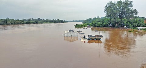 An inundated Madhuban area in Ward 7 of Baripada town. (Photo | Express)