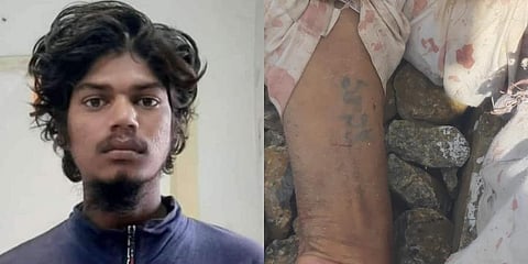 While the face was disfigured beyond recognition, from the tattoo marks on the victim's hands and on his other body parts, police concluded that it could be Raju (Photo | Special Arrangement)