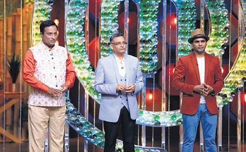 Chefs Sanjay Thumma, Chalapathi Rao and Mahesh Padala on the sets of MasterChef Telugu