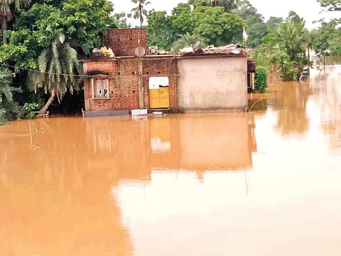 A flood-hit village in Kendrapara district.