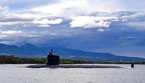 The Virginia-class fast-attack submarine USS Missouri (SSN 780) departs Joint Base Pearl Harbor-Hickam for a scheduled deployment. (Photo | AP)