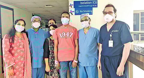 Ram Naresh with Dr Nebhu, Dr Sujith and Dr Sandya of VPS Lakeshore Hospital